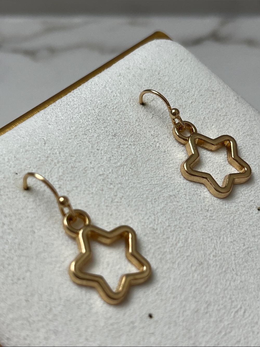 Gold Star Dangle Earrings